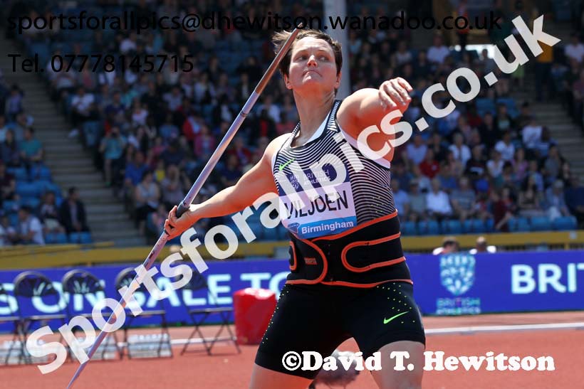 Sunette Viljoen (RSA), womens javelin, IAAF Diamond League, Birmingham. Photo: David T. Hewitson/Sports for All Pics